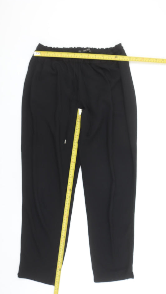Womens UK Size S Zara Regular Fit Casual Workwear Travel Black Trousers