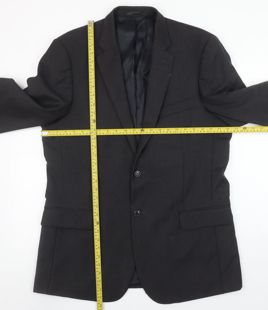 Austin Reed Men's Grey Wool Suit Jacket 44L Classic Fit Two-Button