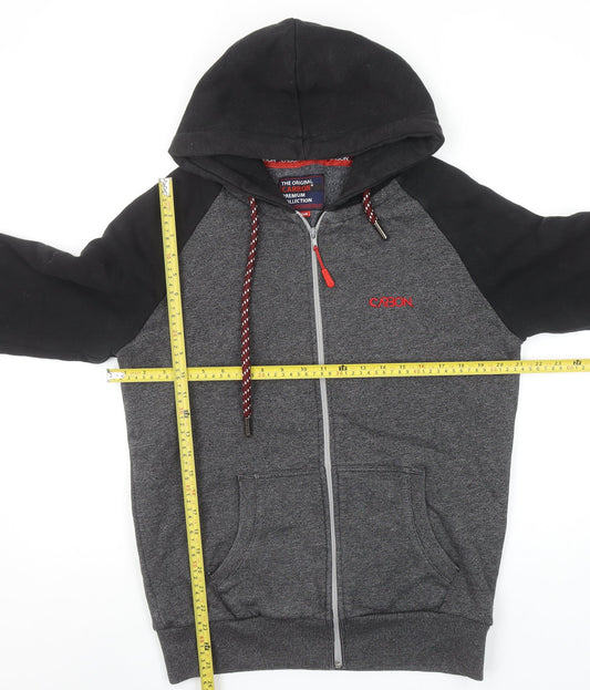 Mens UK Size M Carbon Grey Full Zip Hoodie