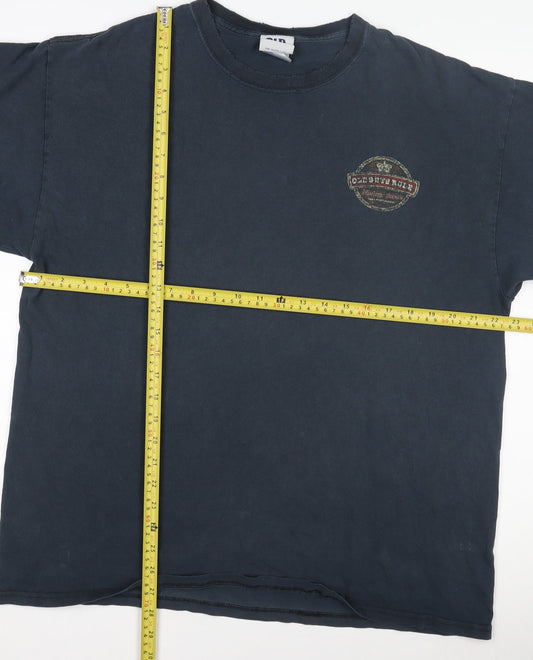 Mens UK Size L Old Guys Blue Casual T-Shirt