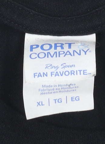 Port & Company Men's Black XL Rock 'N Roll Graphic Cotton T-Shirt