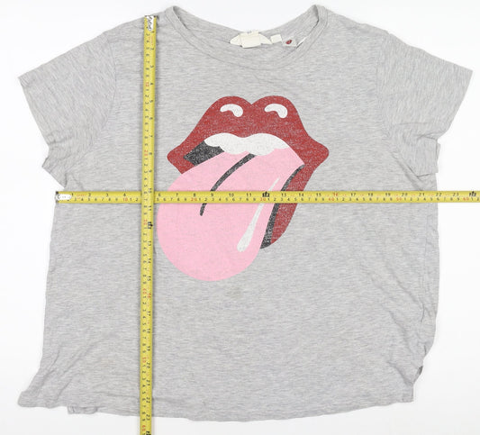 Womens UK Size 12 H&M Grey Basic T-Shirt