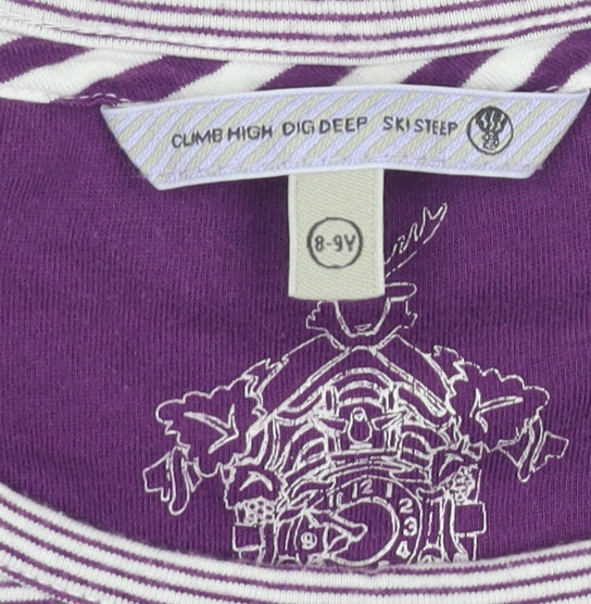 Girls UK Size 8-9 Years Fat Face Purple Basic T-Shirt