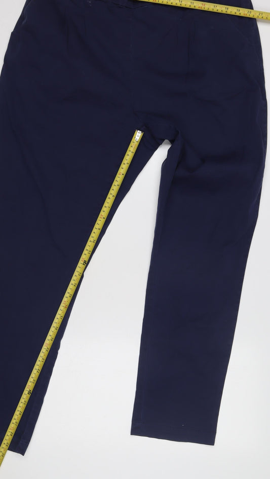 White Stuff Women’s Blue Trousers UK 18 Relaxed Fit Elastic Waist