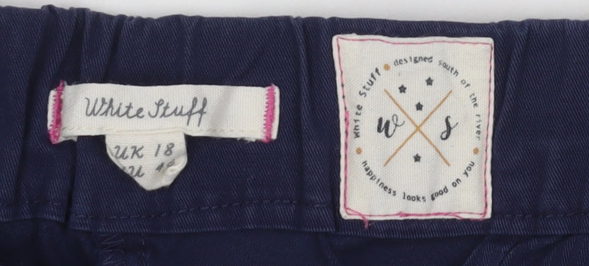 White Stuff Women’s Blue Trousers UK 18 Relaxed Fit Elastic Waist