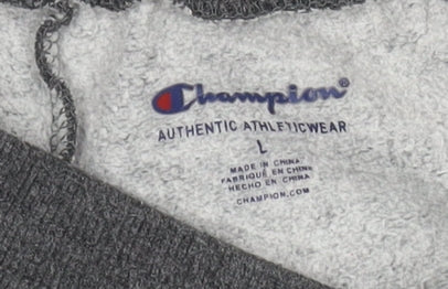 Brand and care label for Champion boys’ grey fleece sweatpants joggers l - comfortable sportswear