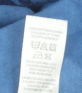 Dunnes Stores Men's Blue Floral Cotton Short Sleeve Polo Shirt L