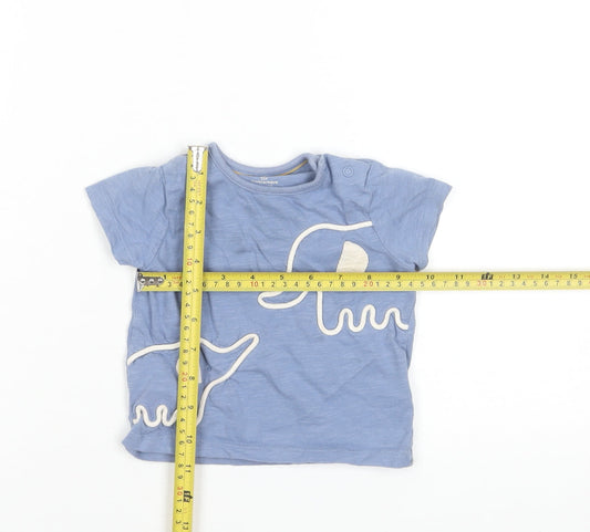Mothercare Baby Blue Elephant T-Shirt 6-9 Months 100% Cotton Short Sleeve