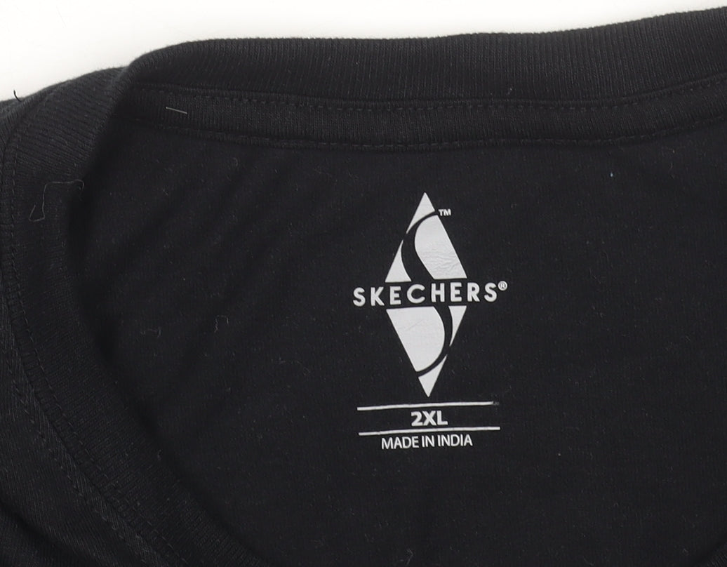 Skechers Men's Black 2XL Logo Cotton Crew Neck T-Shirt