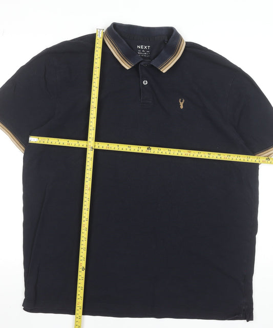 NEXT Men's Black XL Polo Shirt Cotton Elastane Short Sleeve