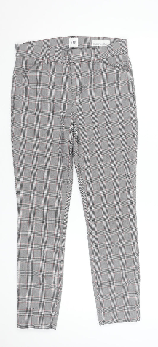 Gap Women’s Grey Check Skinny Ankle Trousers Size 6 Slim Plaid Workwear