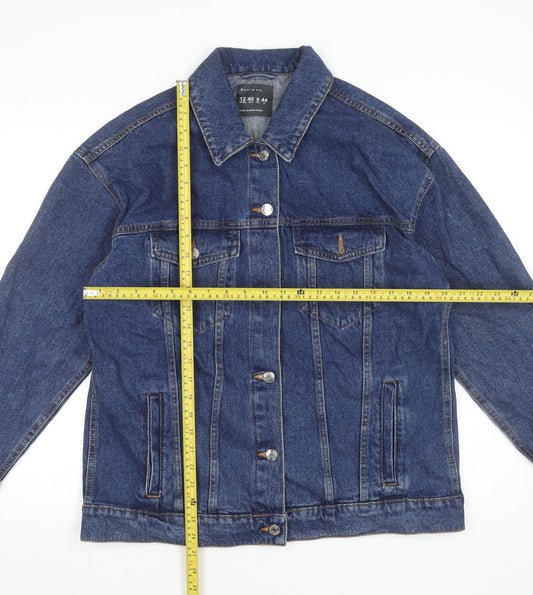 Primark Women’s Blue Denim Jacket Size 12 Classic Casual Buttoned