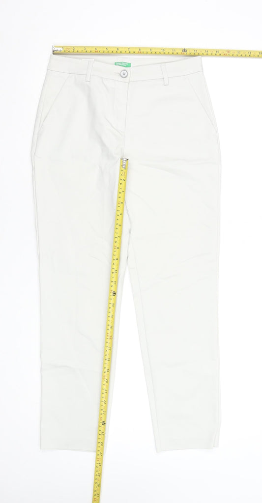 Womens UK Size 8 United Colors of Benetton Regular Fit Chino White Trousers
