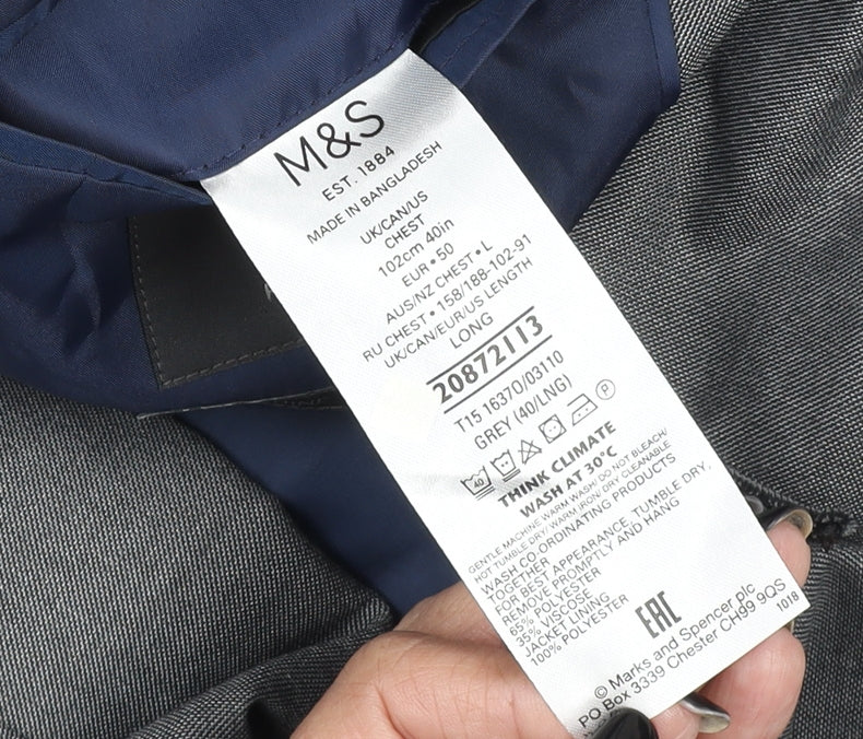 Mens UK Size 40 Marks and Spencer Regular Grey Suit Jacket