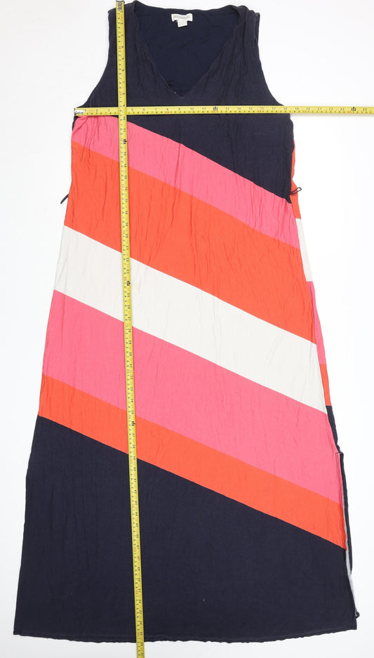 Monsoon Women’s Multicoloured Size 20 Sleeveless V-Neck Shift Midi Dress