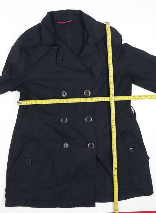 Hobbs Women Black Size 12 Pea Coat Mid-Length Twill Jacket