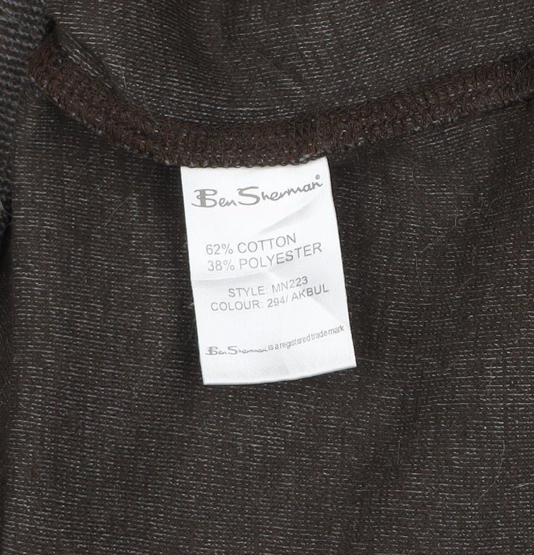 Ben Sherman Mens Brown L Cotton Blend Crew Neck Pullover Jumper