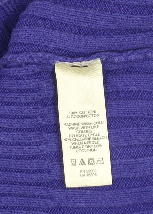 DKNY Jeans Women's Purple Roll Neck Ribbed Cotton Jumper Size M
