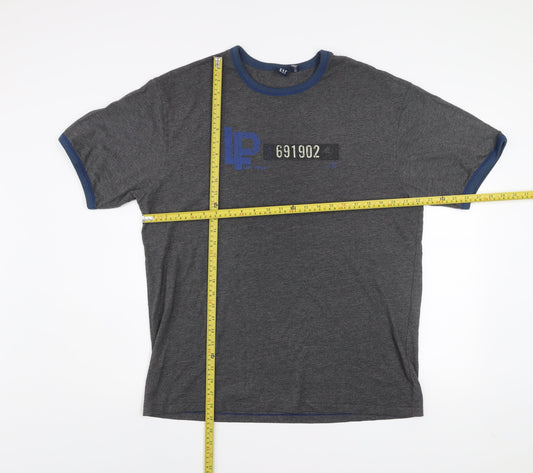 GAP Men's Grey Blue Crew Neck Graphic Print T-Shirt XL Classic Fit