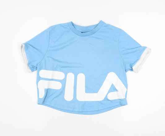 Womens UK Size S FILA Blue Cropped T-Shirt