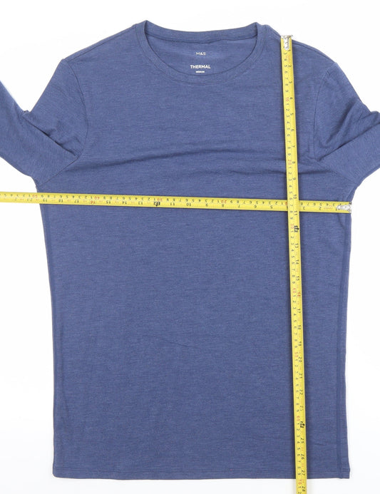 Marks and Spencer Men’s Blue Thermal Long Sleeve T-Shirt Medium