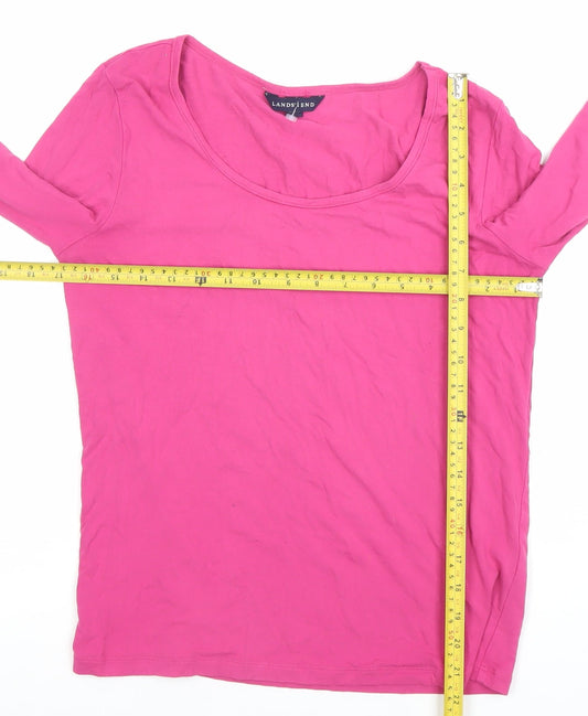 Lands' End Women's Pink Long Sleeve Basic Jersey Cotton Top S
