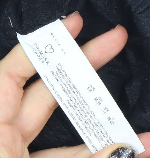 Primark Women's Black Cotton Cargo Trousers Size 6 Regular Fit