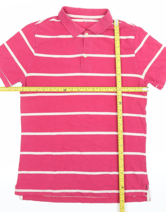 Gap Men’s Pink Striped Cotton Polo Shirt Size M