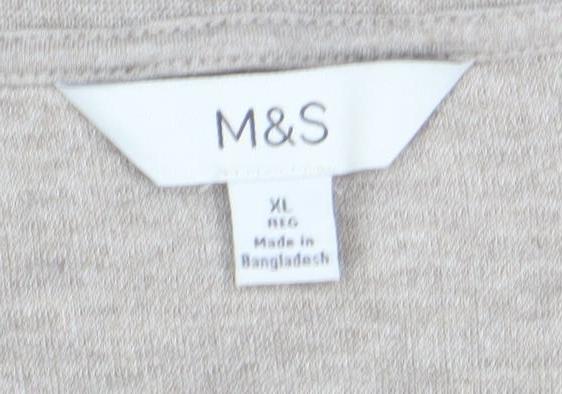 Marks and Spencer Men's Beige XL Crew Neck Cotton T-Shirt