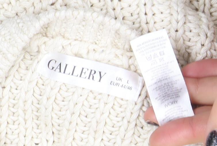 Gallery Women Ivory Chunky Knit Sleeveless Cardigan L