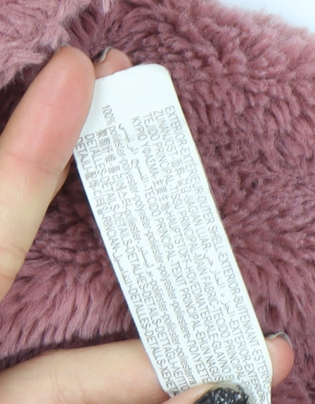 Bershka Women's Pink Fleece Pullover Hoodie Size 12 'NORTH' Design