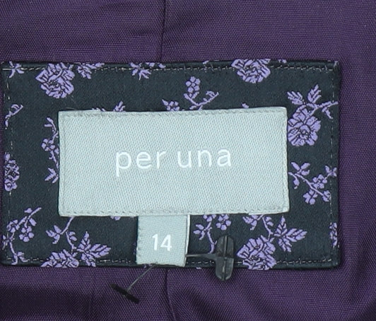 Marks and Spencer Per Una Women's Black Wool Pinstripe Long Suit Jacket Size 14