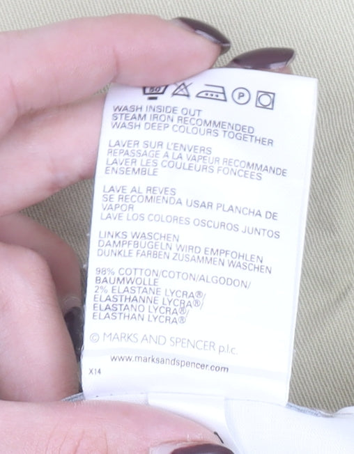 Marks and Spencer Men’s Beige Chino Trousers 32W 31L Pleated Cotton Stretch