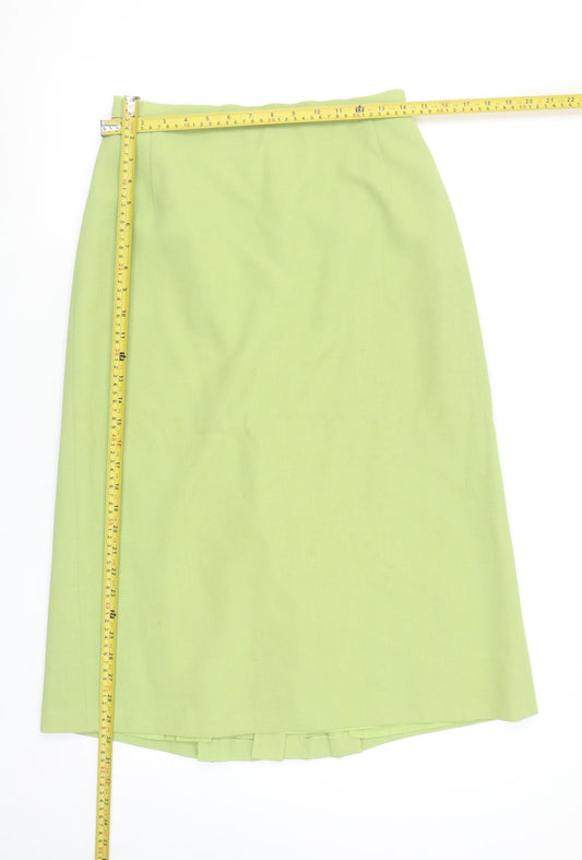 Jacques Vert Women's Green Wool Blend Midi Pencil Skirt Size 14