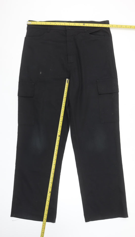 Audi Men's Black Cargo Work Trousers Size M Polyester Cotton Regular Fit
