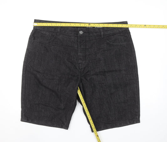 Denim Co Mens Black Denim Straight Shorts W40 Cotton Blend