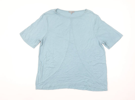 Additional front view of Jaeger women’s blue short sleeve cotton jersey t-shirt l