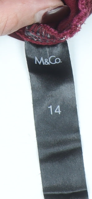 M&Co Red Straight Fit Stretch Denim Jeans Size 14 Petite