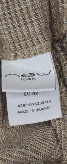 New Look Women Beige Linen Blend Check Chino Shorts Size 14