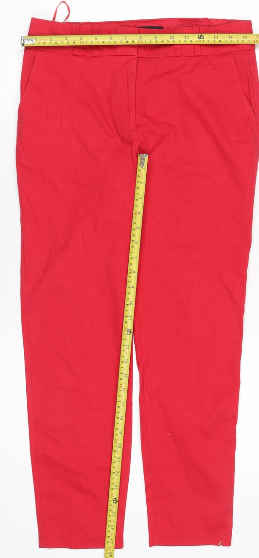 Next Women Red Cotton Blend Chino Trousers Size 10R