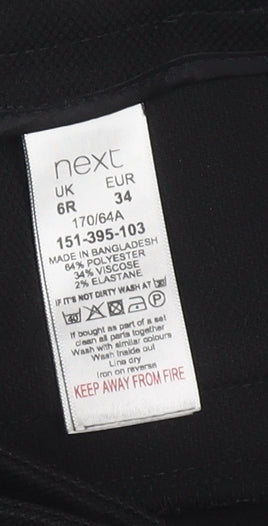 Next Womens Black Size 6R Straight Leg Dress Trousers Workwear