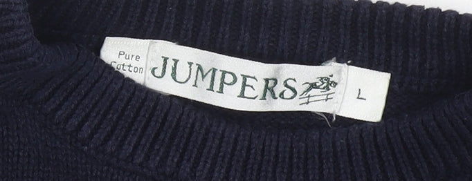 Jumpers Mens Navy Blue Cotton Crew Neck Pullover Jumper Size L
