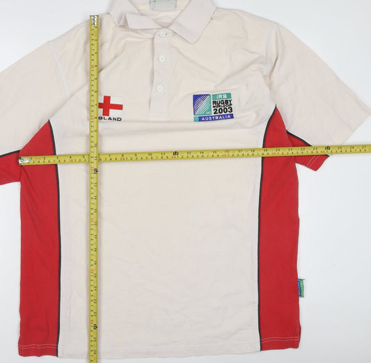 IRB Rugby World Cup 2003 England Beige Red Men's Polo Shirt Size L