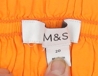 Marks and Spencer Women's Orange Cotton Strapless Knee Length Dress Size 20