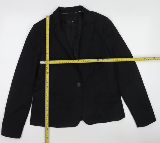 Massimo Dutti Women's Black Single-Breasted Blazer Size M