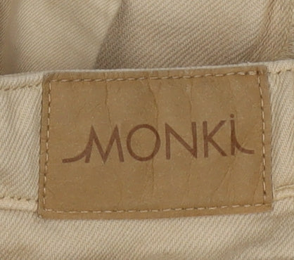 Monki Women’s Beige Wide-Leg Jeans Size 10 Cotton Denim
