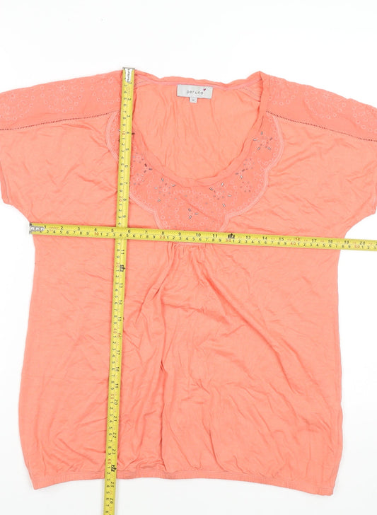 Womens UK Size 12 Marks and Spencer Orange Basic T-Shirt