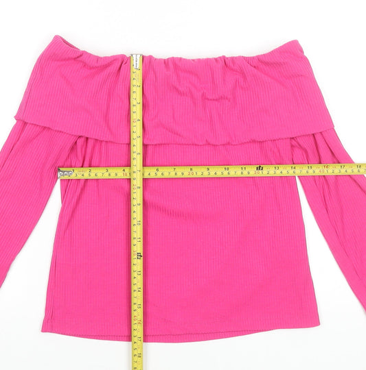 Primark Women’s Pink Off Shoulder Long Sleeve Jersey Top Size S 10-12