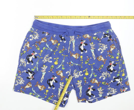 Warner Bros Mens Blue Looney Tunes Cartoon Print Sweat Shorts XL