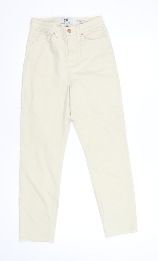 Womens UK Size 8 New Look Regular Fit Mom Beige Jeans